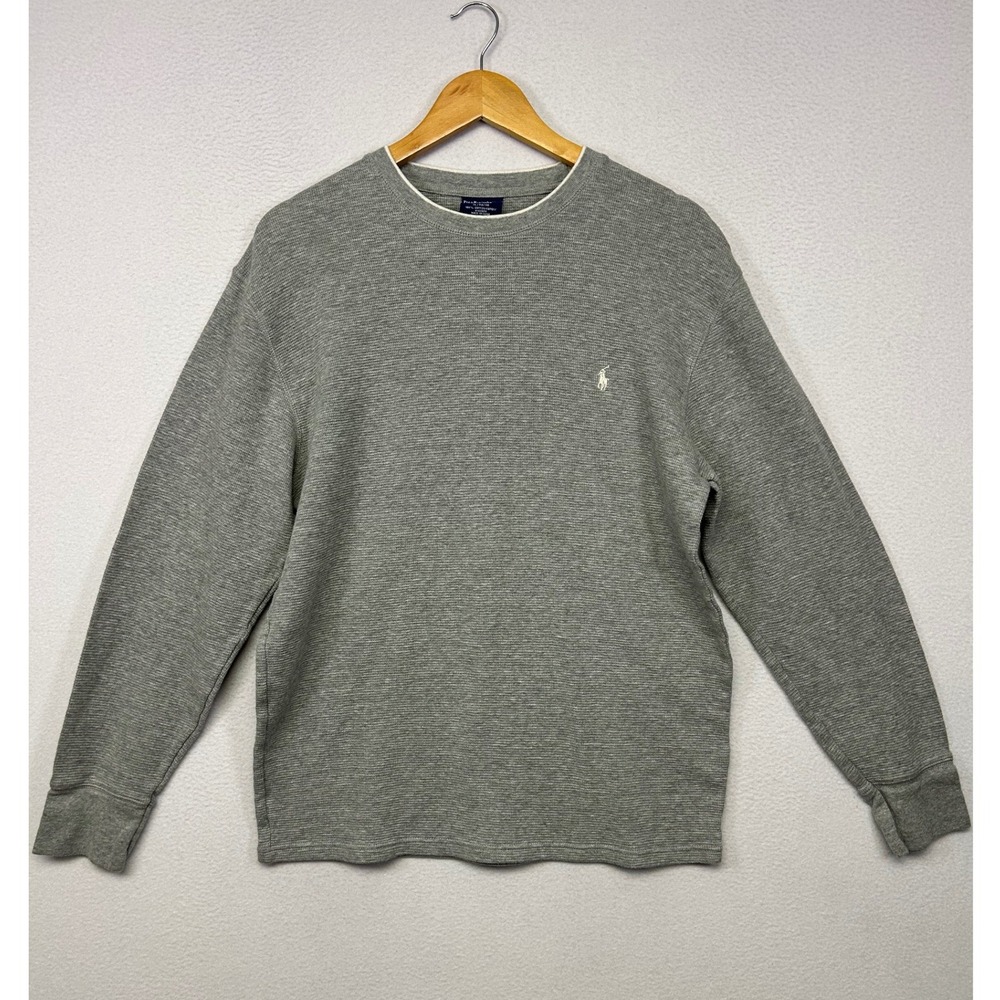 Classic Minimalist Polo Ralph Lauren Mens XL Gray Waffle Knit Thermal Shirt